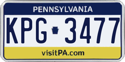PA license plate KPG3477