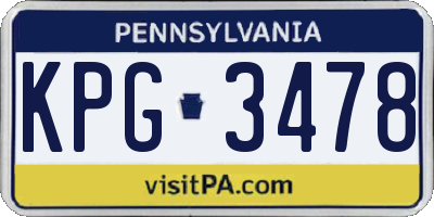 PA license plate KPG3478