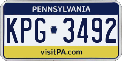 PA license plate KPG3492