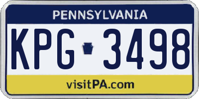 PA license plate KPG3498