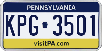 PA license plate KPG3501