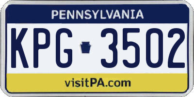 PA license plate KPG3502