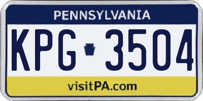 PA license plate KPG3504