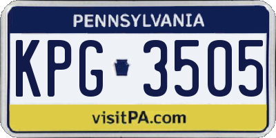 PA license plate KPG3505