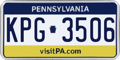 PA license plate KPG3506