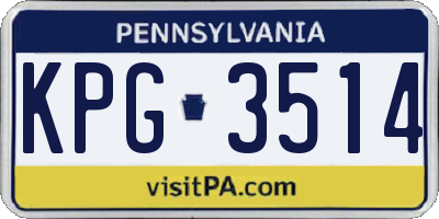 PA license plate KPG3514