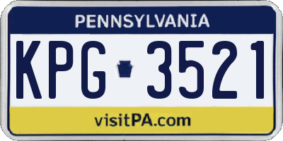 PA license plate KPG3521