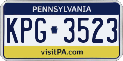 PA license plate KPG3523