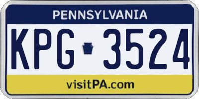 PA license plate KPG3524