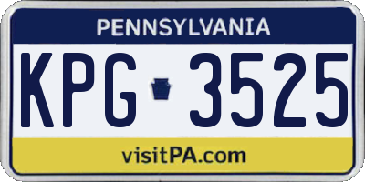 PA license plate KPG3525
