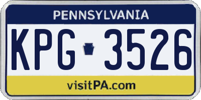 PA license plate KPG3526