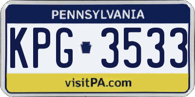 PA license plate KPG3533