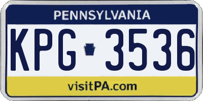 PA license plate KPG3536