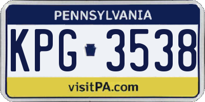 PA license plate KPG3538
