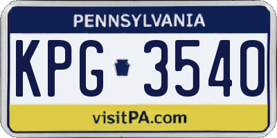 PA license plate KPG3540