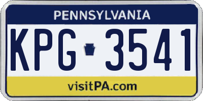 PA license plate KPG3541