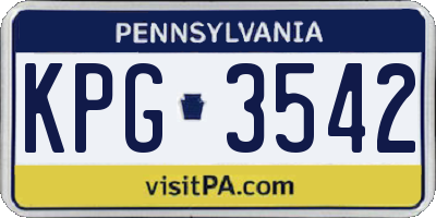 PA license plate KPG3542