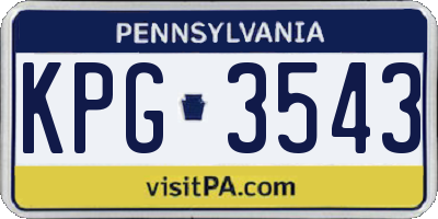 PA license plate KPG3543