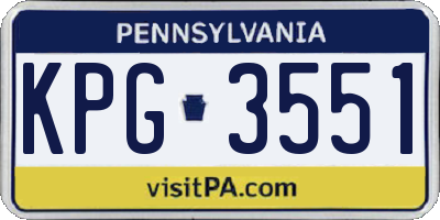 PA license plate KPG3551