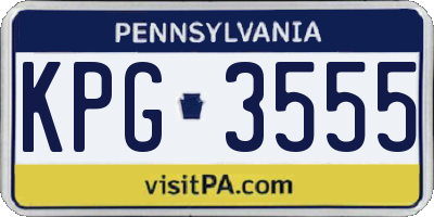 PA license plate KPG3555