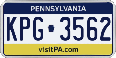 PA license plate KPG3562
