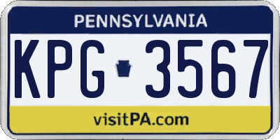 PA license plate KPG3567