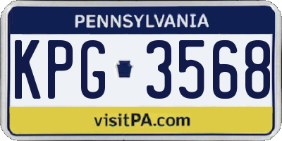 PA license plate KPG3568