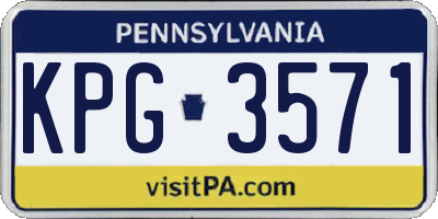 PA license plate KPG3571