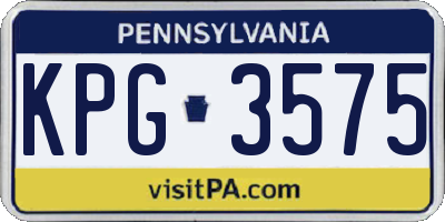 PA license plate KPG3575