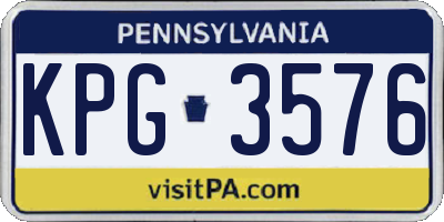 PA license plate KPG3576