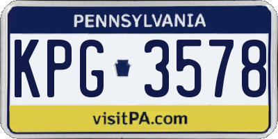 PA license plate KPG3578