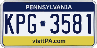 PA license plate KPG3581