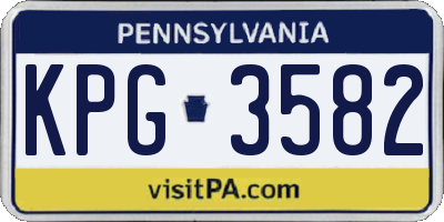PA license plate KPG3582
