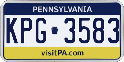 PA license plate KPG3583