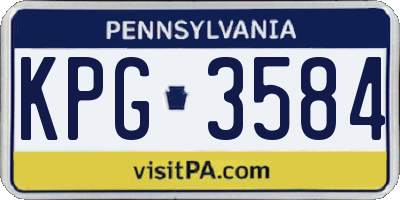 PA license plate KPG3584