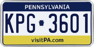 PA license plate KPG3601
