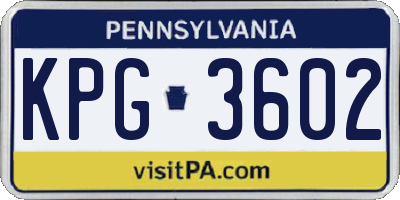 PA license plate KPG3602