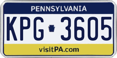 PA license plate KPG3605