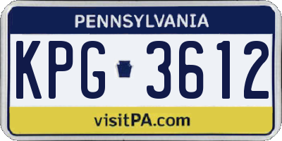 PA license plate KPG3612