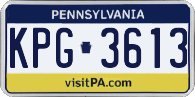 PA license plate KPG3613