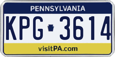 PA license plate KPG3614