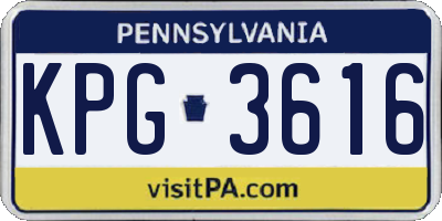PA license plate KPG3616