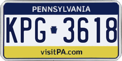 PA license plate KPG3618