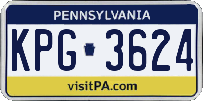 PA license plate KPG3624