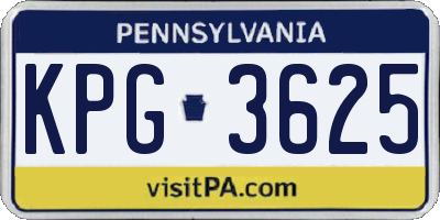 PA license plate KPG3625