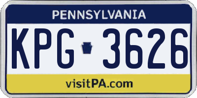 PA license plate KPG3626