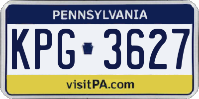 PA license plate KPG3627