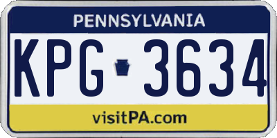 PA license plate KPG3634