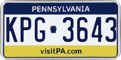 PA license plate KPG3643