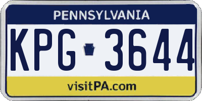 PA license plate KPG3644